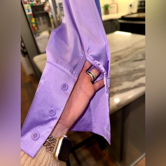 NWOT Like the Moon Rhinestone Collar Purple Button Up Western Top Size Medium - Picture 3 of 12